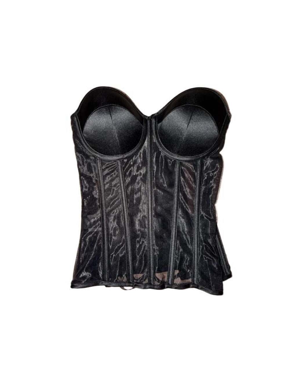 Perfect Corset Black Mesh Structured Lace-Up Bustier Top XS